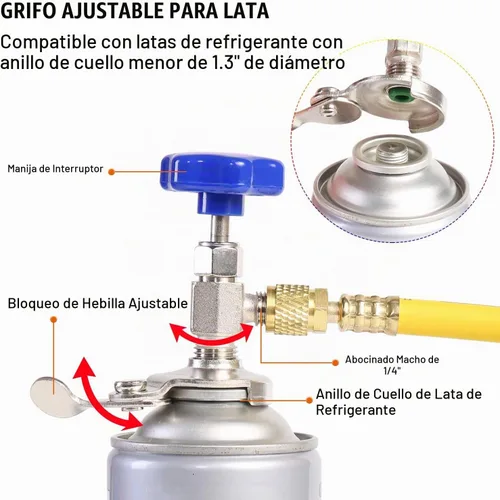 Vista 8 de JIFETOR 3 vías AC Manifold Gauge Set para el hogar auto R404A R134A R410A Colector azul