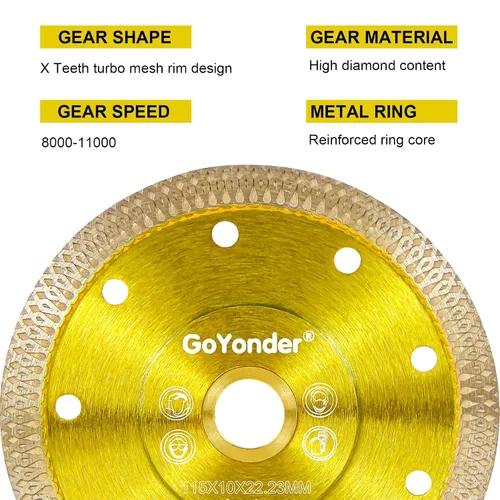 Vista 3 de GoYonder 7 hojas de sierra para azulejos húmedos para amoladora angular, hojas de sierra de diamante superfinas para corte húmedo y seco, hoja
