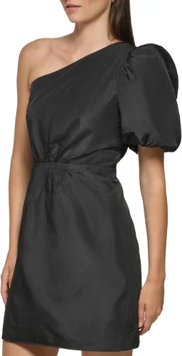 Vista 2 de Karl Lagerfeld Paris Women's Taffeta Sheath with One Shoulder Puff Sleeve