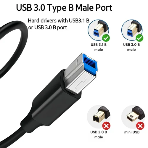 Vista 7 de Cable USB 3.0 B de 3.3 pies, cable USB C a USB-B 3.0, cable USBC a USB 3.1 tipo B, cable de impresora de alta velocidad de 5 Gbps para computadora