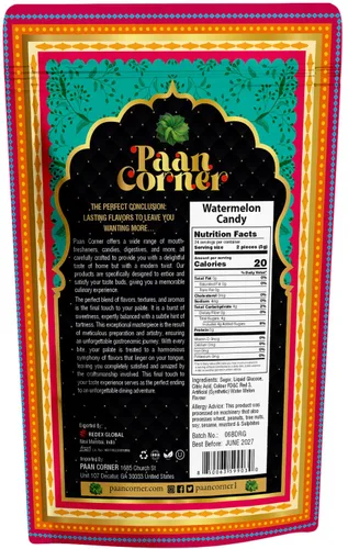 Vista 2 de Paan Corner Caramelo de sandía, caramelo Tarbooj, ingredientes limpios, 4.23 onzas