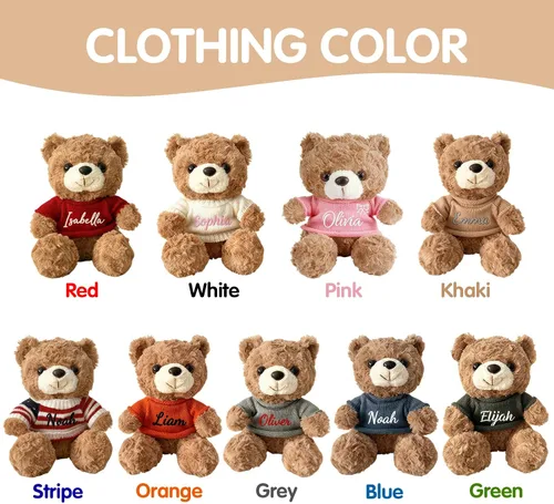 Vista 8 de Oso de peluche personalizado con nombre personalizado, relleno perfecto para canasta de Pascua, regalos únicos para el día de San Valentín