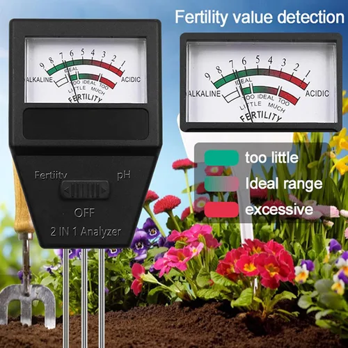 Vista 6 de Analizador de fertilidad del suelo 2 en 1 Base de ácido del suelo y analizador de fertilidad No requiere baterías Kit de prueba 2 en 1 Medidor