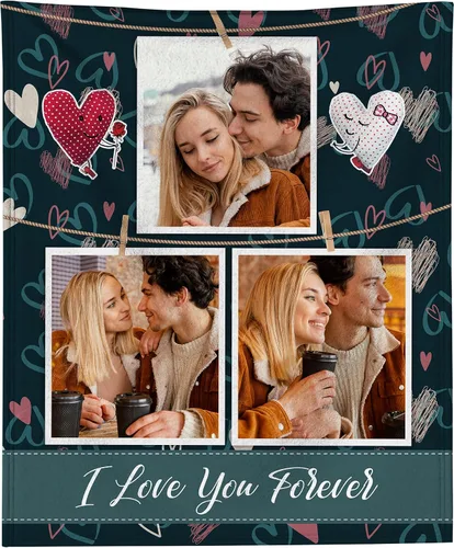 Vista 10 de Manta personalizada con foto, manta personalizada con imagen para regalos de pareja, mantas de franela personalizadas para adultos, niños