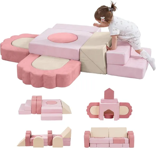 Vista 8 de 13 Piezas Bloques de Escalada de Espuma para Niños Pequeños de 1-3 Años Juego Suave de Escalada Floral para Niños para Interiores, Juguetes