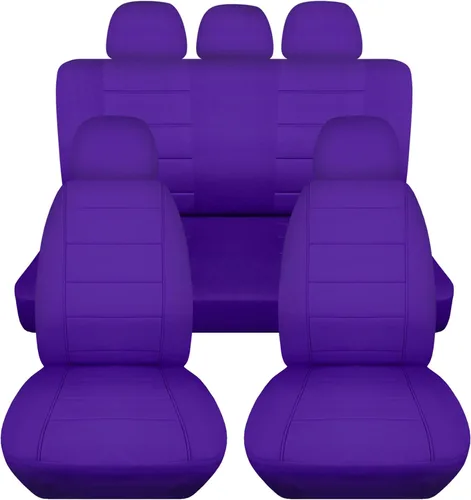 Vista 21 de Totally Covers Fundas de asiento de coche sólidas con 5 fundas (2 delanteras + 3 traseras) para reposacabezas: color negro, ajuste