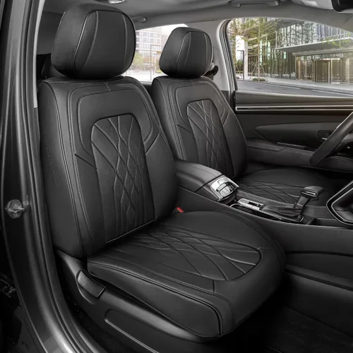 Vista 20 de MotorBox Meridian Series - Fundas de asiento de piel napa, fundas clásicas de asiento delantero, de piel sintética de alta calidad, color beige