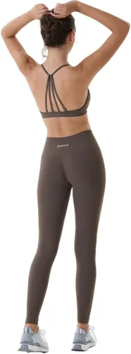 Vista 5 de AUROLA Leggings de entrenamiento para mujer, control de abdomen, a prueba de sentadillas, acanalados, gruesos, sin costuras, pantalones activos
