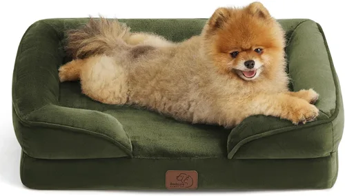 Vista 119 de Bedsure - Cama para gatos de interior, sofá cama lavable para perros muy pequeños, espuma de soporte con funda extraíble y lavable, forro Gris