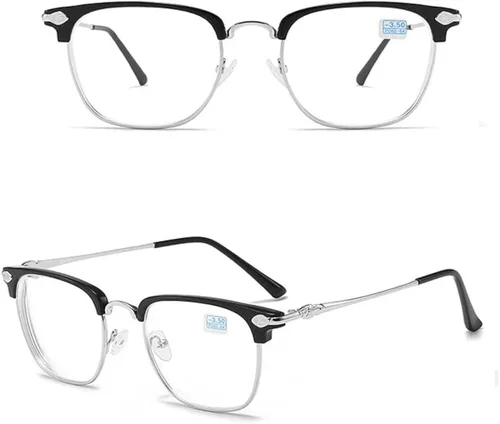 Vista 2 de Fullwosing Gafas de miopía miopía miope -0.50 a -6.00 gafas elegantes clásicas retro con marco de metal