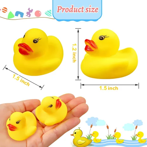 Vista 8 de Juguetes de baño de patos de goma, 50 piezas de mini patos a granel para niños, decoración de baby shower, regalos de fiesta de cumpleaños, regalo