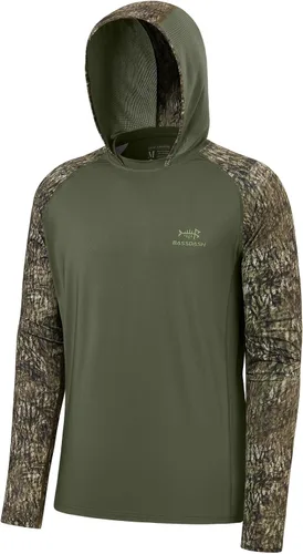Vista 7 de BASSDASH Camisa de pesca de rendimiento UPF 50 para hombre, sudadera con capucha de camuflaje de manga larga FS17M