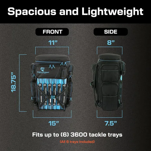 Vista 2 de Mochila para aparejos de pesca Evolution Drift Series, mochila de camping con 6 bandejas para aparejos de pesca, resistente