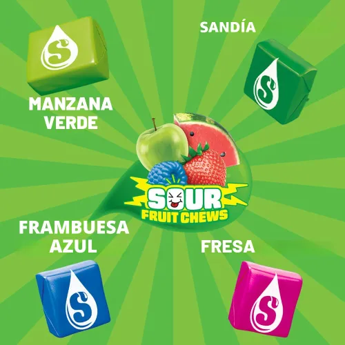 Vista 6 de STARBURST - Caramelos masticables agrios masticables de frutas, tamaño compartido resellable, bolsa de 15.6 onzas