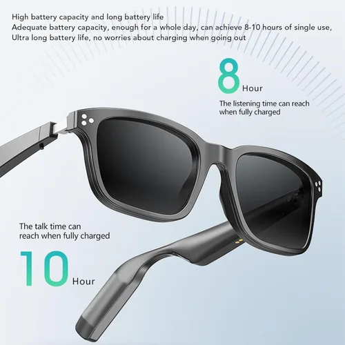 Vista 5 de Tnfeeon Lentes de sol inteligentes, lentes de reproducción de música AI con traducción de 144 idiomas, cámara de control táctil para hombres