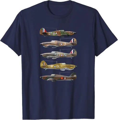 Vista 18 de Hawker Hurricane is a British WW2 camiseta de aviones de combate Negro