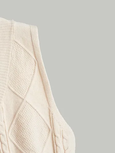 Vista 3 de SweatyRocks Cárdigan de punto básico sin mangas con cuello en V y botones frontales para mujer