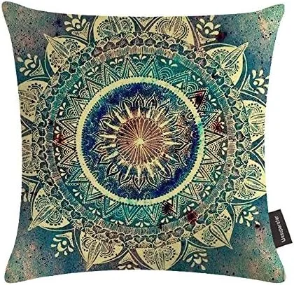 Vista 2 de Juego de 4 fundas de decorativas cojín, estilo bohemio, con estampado floral, de 18 x 18 pulgadas (Boho 04)