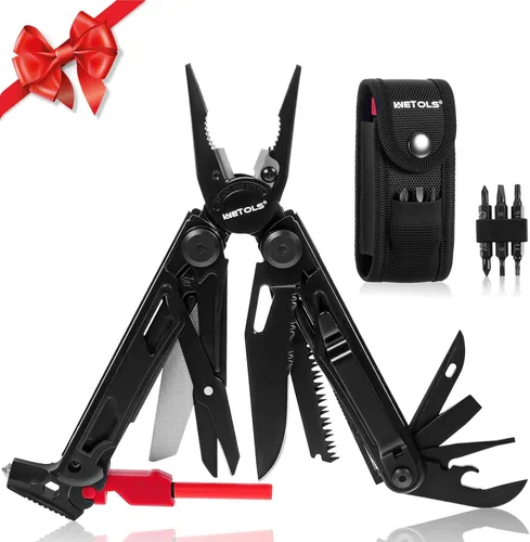 Vista 11 de Regalos de Navidad para hombres, papá, WETOLS 21-en-1 multiherramientas con cuchillo de bolsillo, alicates autoblocantes de acero inoxidable con 8