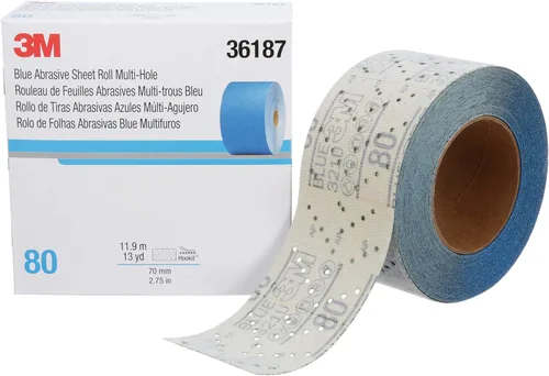 Vista 35 de 3M 3M-36142 Hookit disco abrasivo azul multi-agujero, 3" 80 Grado