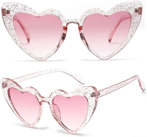 Vista 2 de boqopod Clout Heart Shaped Sunglasses Goggles Vintage Cat Eye Mod Style Retro Kurt Cobain Glasses