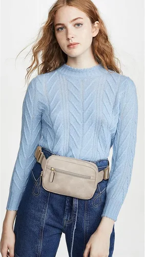 Vista 6 de Telena Riñonera de piel sintética para mujer, bolsa cruzada con correa ajustable, 1-Gris nube