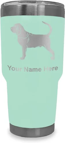 Vista 13 de LaserGram Vaso aislado al vacío de 20 onzas, perro sabueso, grabado personalizado incluido (negro)