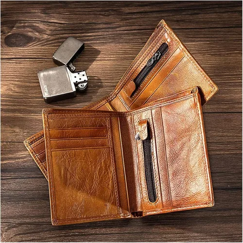 Vista 4 de MOTOZA Men's Wallet Multifunctional Men's Wallet Short Business Wallet (Color Vertical Section-Brown)