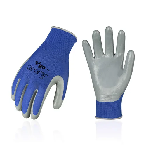 Vista 11 de VGO - 10 pares de guantes de trabajo de seguridad, guantes de jardinería, revestimiento de nitrilo antideslizante, guantes de inmersión