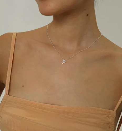 Vista 2 de KICKGY Initial Necklaces for Women, Dainty Silver Letter Necklace Sterling Silver Personalized CZ Initial Necklace Cute Monogram Name Necklace