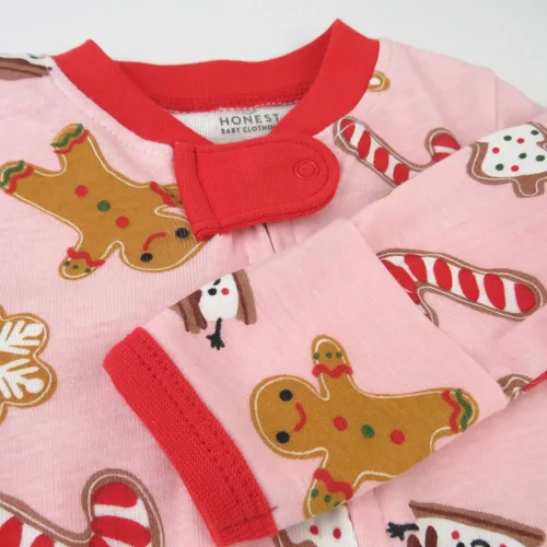 Vista 3 de HonestBaby Sleep and Play Footed Holiday Pajamas One-Piece Sleeper Zip-front Organic Cotton PJs Baby Boys, Girls, Unisex