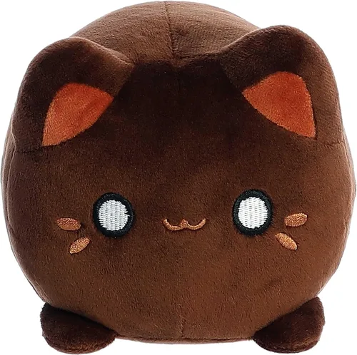 Vista 2 de Aurora® Enchanting Tasty Peach® Kona Coffee Meowchi - Animal de peluche - Diseño brillante y colorido - Peluche Showpiece - Marrón 7 pulgadas