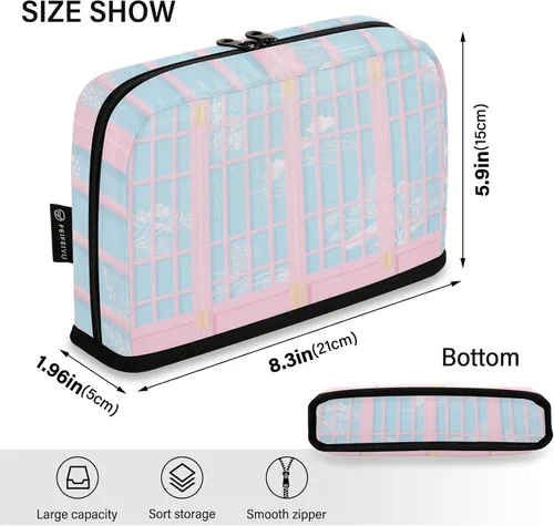 Vista 3 de Estuche de lápiz de pantalla japonesa azul rosa grande capacidad con cremallera organizador caja para adolescentes grado escuela suministros