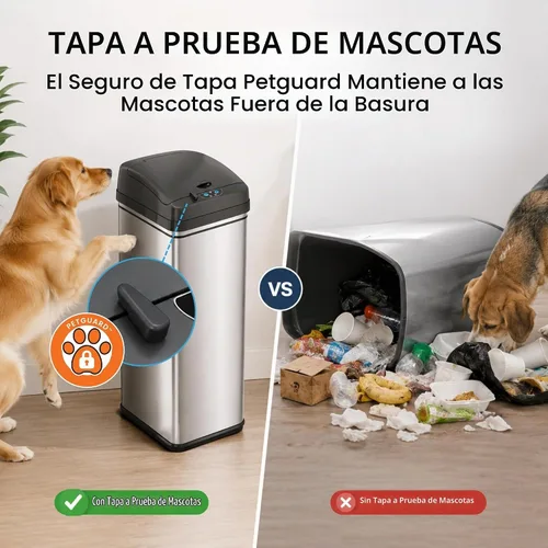Vista 10 de [Usado] iTouchless - Cubo de basura para cocina de 13 galones, con sensor, con ruedas Plata clara/negro