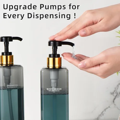Vista 4 de Dispensador de champú y acondicionador, botellas de ducha recargables de 16 Gris