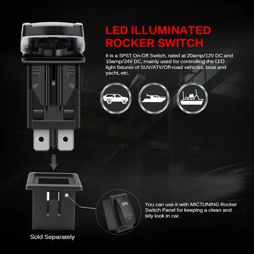 Vista 6 de Interruptor de rocker grabado a láser Mictuning para luz trasera