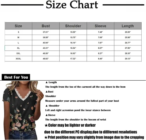 Vista 3 de GWNDHTBL Trending Shirts Women's Summer Home Short Sleeve Light Fitted V Neck Print Shirt
