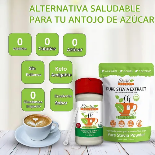 Vista 3 de Stevia Select Paquete de 2 líquidos de stevia en polvo y stevia pura orgánica