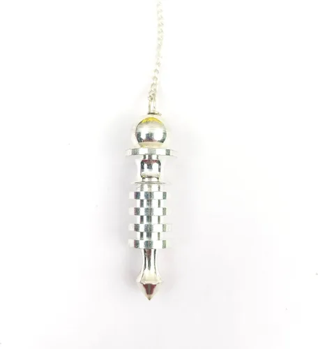 Vista 7 de Jet Isis - Anillo de 4 placas de metal chapado en plata, péndulo de radiestesia, Metal