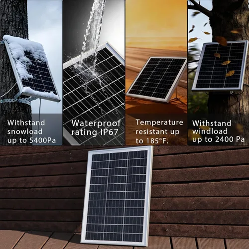 Vista 4 de Kit de panel solar de 20 W, 12 voltios, cargador de batería solar con controlador de carga de 10 A para caravana, barco, automóvil, remolque
