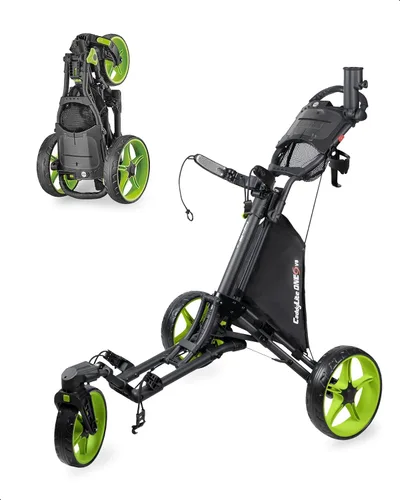 Vista 10 de Caddytek CaddyLite ONE-Swivel V8 - Carrito de golf plegable de 3 ruedas con un clic, ligero, con una rueda delantera giratoria de 360°, mango