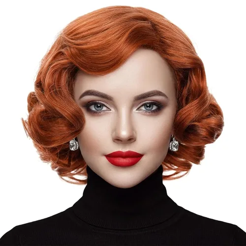 Vista 9 de Peluca rizada rubia para mujer, peluca de cabello rubio ondulado