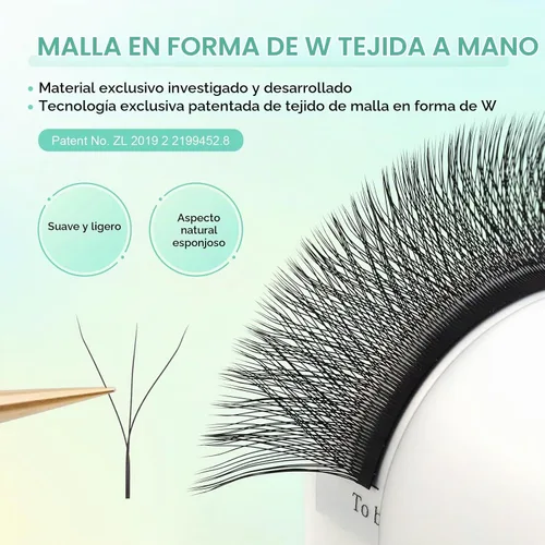 Vista 3 de NAGARAKU Extensiones de pestañas prefabricadas en abanico 3D W 0.05 C 0.315 0.05-C 3D W