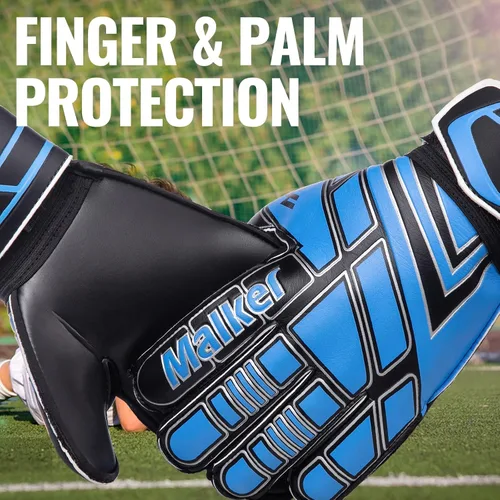 Vista 6 de Malker Guantes de Portero de Fútbol Guantes de Portero con Fingersave y Protección Doble de Muñeca, Guantes de Portero de Agarre Fuerte para Niños