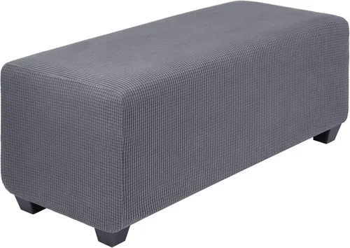 Vista 54 de PiccoCasa Funda otomana de alta elasticidad con parte inferior elástica, funda suave de tela jacquard a cuadros pequeños, funda rectangular
