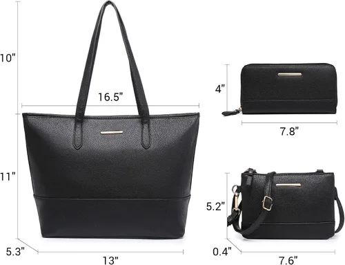 Vista 3 de Vansarto Bolsos y monederos para mujer, bolsa grande con asa superior, bolsa de hombro, 3 piezas