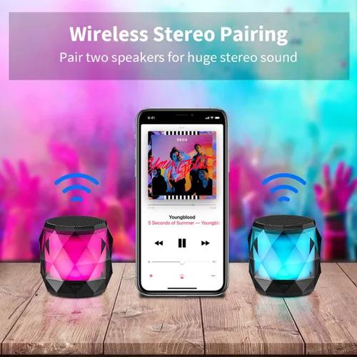 Vista 3 de LFS Altavoz Bluetooth Portátil con Luces, Altavoz Inalámbrico Impermeable de Luz Nocturna Magnético, LED de 7 Colores Auto-Cambiante, Micrófono
