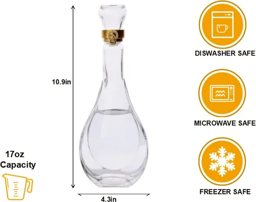 Vista 2 de Botella de vidrio de licor, decantador de cristal sin plomo, decantador de whisky de 17 onzas con tapón de vidrio hermético, decantador de alcohol