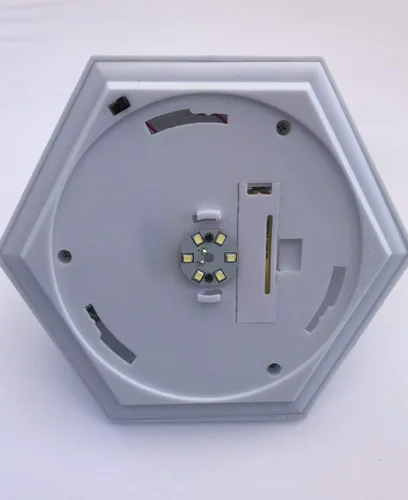 Vista 5 de Juego de 2 luces solares para jardín al aire libre, acabado blanco, hexágono de 5 x 5 pulgadas, con LED SMD blancos para postes de valla de madera