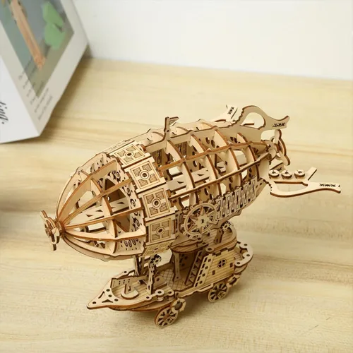 Vista 3 de Rompecabezas de madera 3D en kits de modelos de dirigibles, acertijos cerebrales y rompecabezas para Navidad/Cumpleaños, regalos para adultos